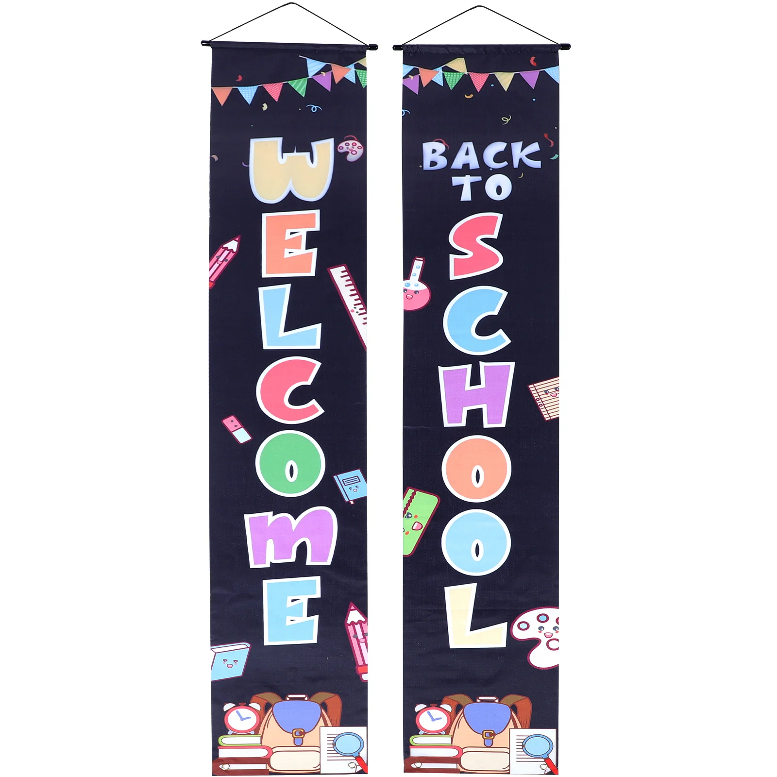 

Photo Banner School Season Door Welcome Sign Props Curtain Couplets Decorations Polyester Back Teacher supplies for classroom