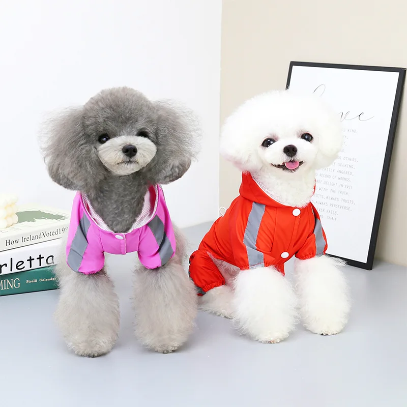 

Raincoat Teddy Small And Medium Dog Clothing Pomeranian Puppy Clothes Can Be Hung On The Leash Cross Pet Clothes Multicolor