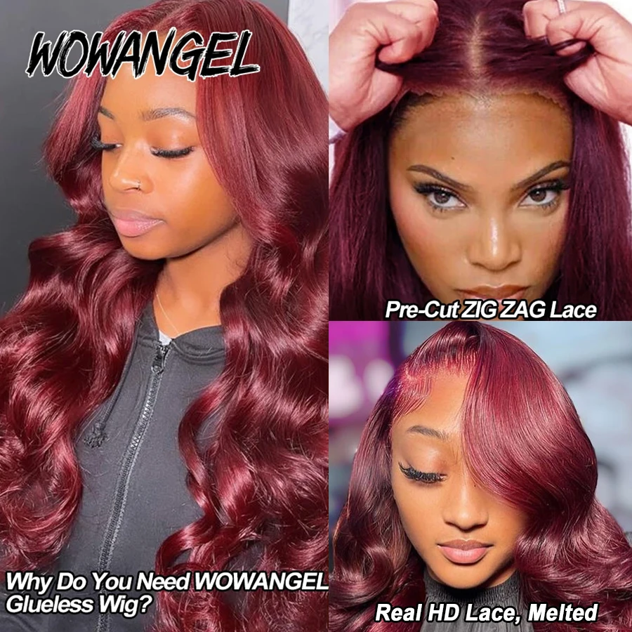 250% предварительно все 13x6 HD кружевные передние парики 34in безклеевые волнистые 99J