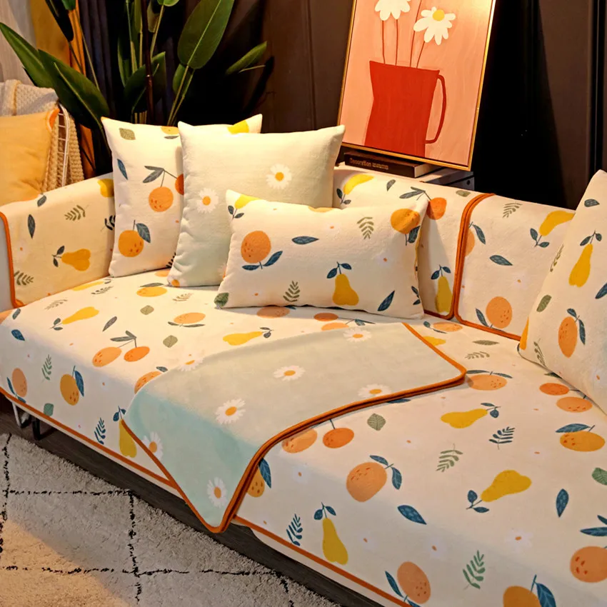 

Plush Sofa Cover Thickening Living Room Non-slip Sofa Cushion Cover Full Cover Furniture Dustproof and Non-fading No Ball
