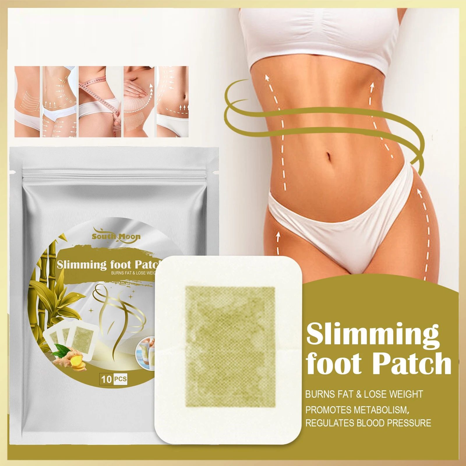 

10Pcs/Set Detox Foot Patch Ginger Firm Big Belly Improve Sleep Weight Loss Natural Herbal Toxins Deep Cleansing Foot Care Pads