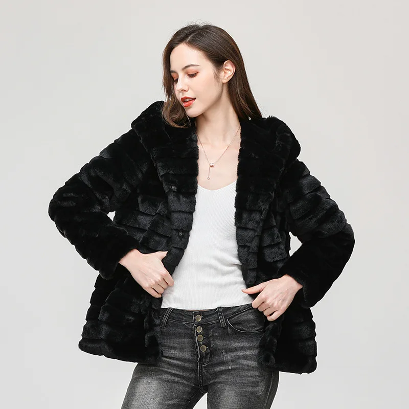Wholesale Women Coat Women's Winter Coats 2022 Fur Mink Fur Thick Winter High Street Other Slim Real Fur Women's Teddy Coat