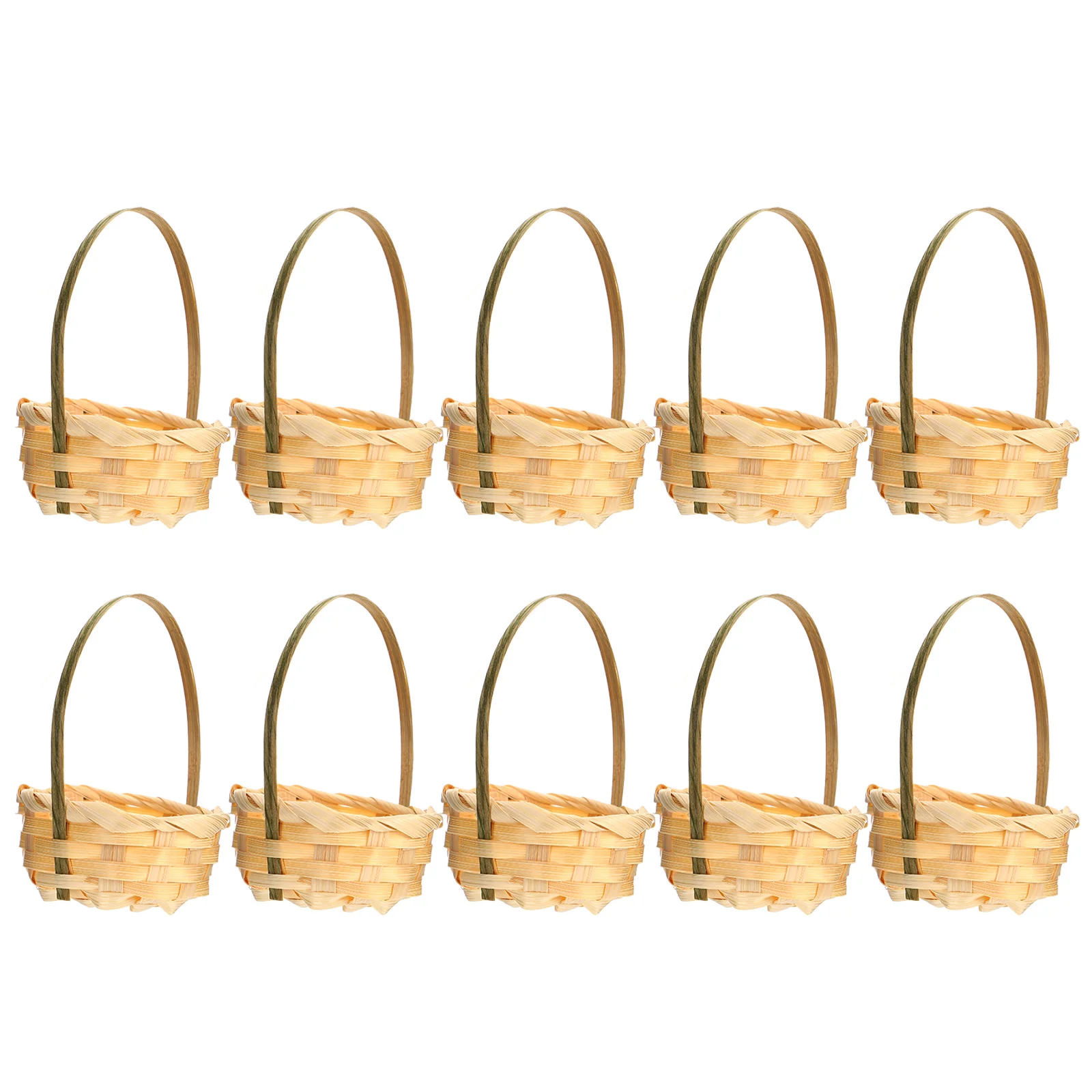 

10 Pcs Mini Basket Handle Miniature Flower Wicker Hamper Small Fruit Seagrass Storage Baskets Woven Food