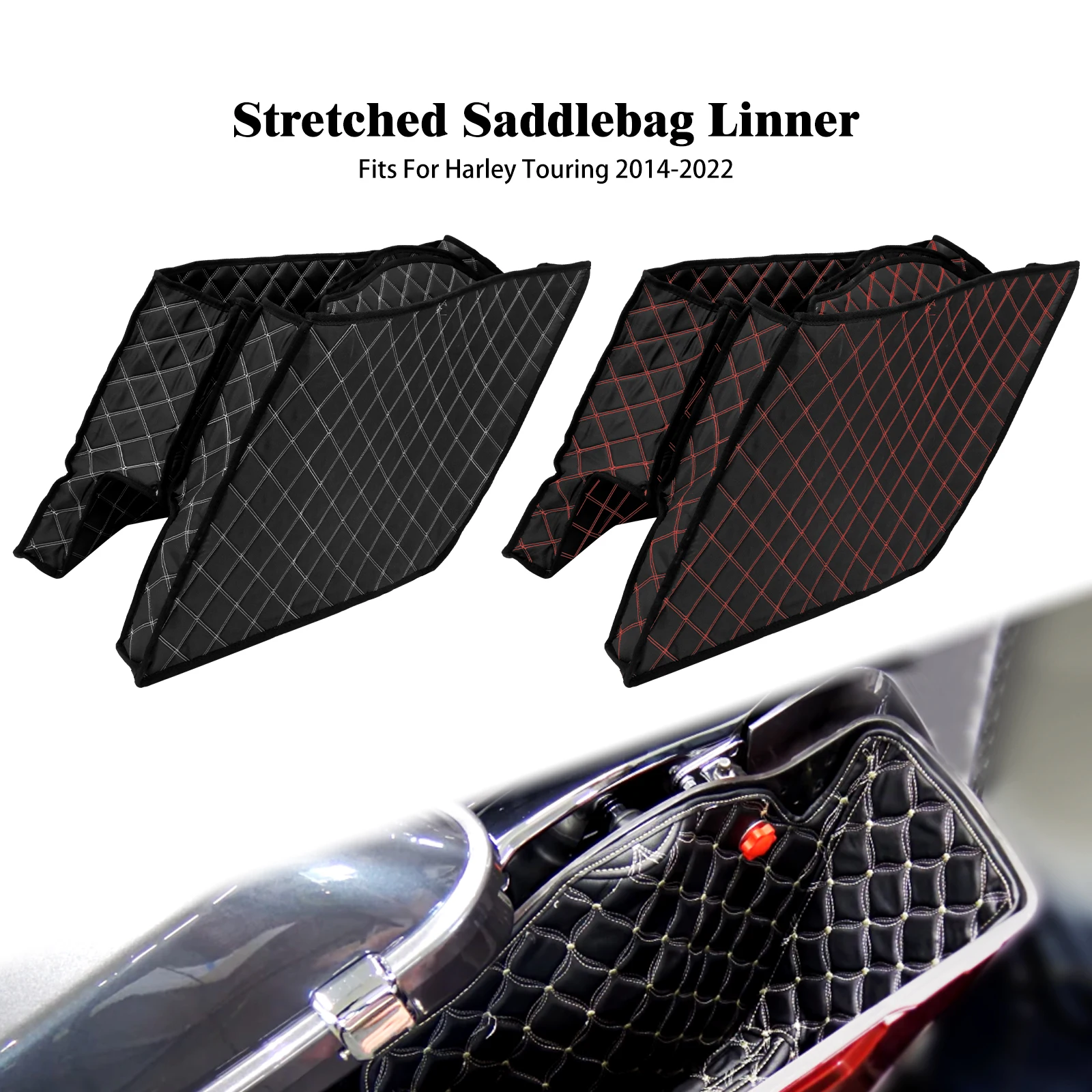 

Motorcycle Stretched Saddlebag Insert Carpet Liner Thread Extended Bags For Harley Touring FLHT Road Glide Street Glide 2014-22