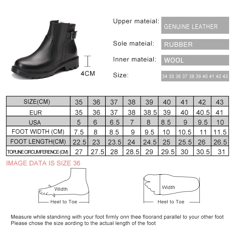 AIYUQI Ankle Boots Women Genuine Leather 2023 New Thickened Wool Women Winter Boots Large Size 41 42 43 Women's Booties