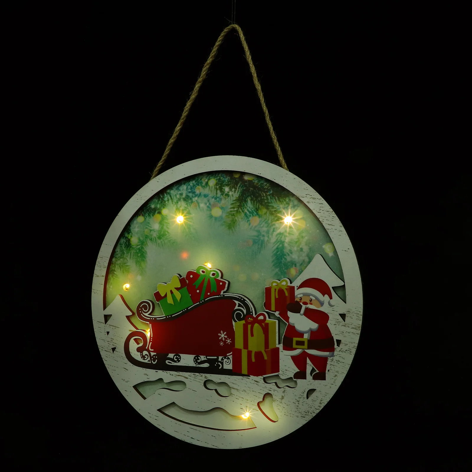 

Christmas Hanging Sign Wooden Door Sign Christmas Ornament Front Door Hanging Plaque with Light