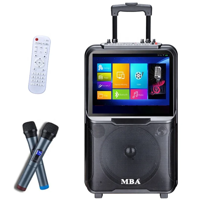 

Pemutar karaoke luar ruangan/sistem Android, speaker troli fungsi cermin layar BT dengan sistem karaoke layar sentuh
