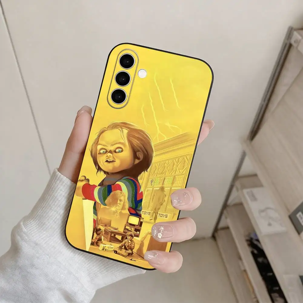 Фото Чехол для телефона с изображением куклы Хоррор С-Чаки для Samsung Galaxy A73, A72, A71, A70, A53, A52, A51 и других моделей, мягкий черный чехол №4