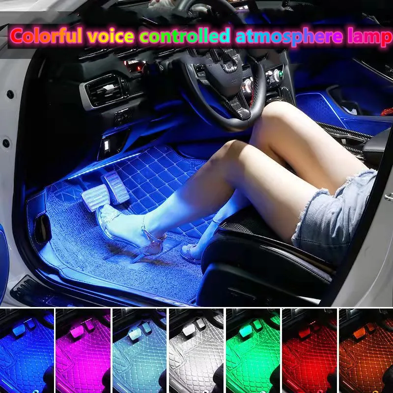 Automotive Interior Decorative Lights LED Car Foot Light 24/36/48 LED Atmosphere Lamp Ambient Lamp Remote/Voice Control  - buy with discount