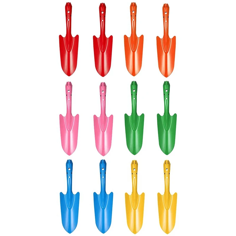 

12 Pack Mini Colorful Hand Shovel Metal Hand Shovel Transplanting Garden Shovel For Flower Soil Planting Succulent