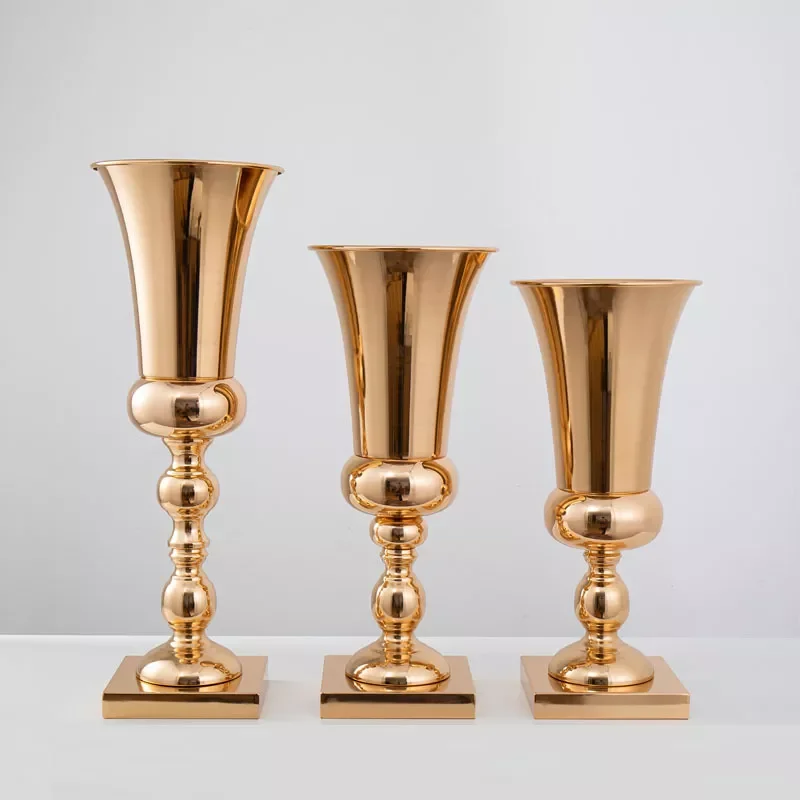 

NEW2023 43/47 Gold Silver Vase Wedding Decoration Metal Iron Plated Centerpiece Candle Holders Table Party Ornaments Crafts