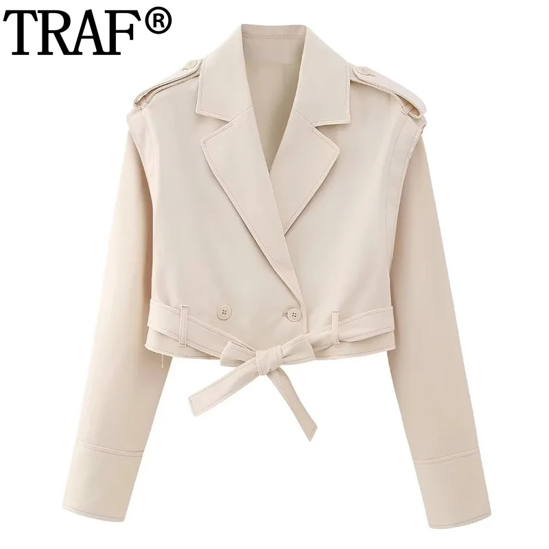 

Куртка-бомбер женская двубортная, на пуговицах, с поясом и длинным рукавом