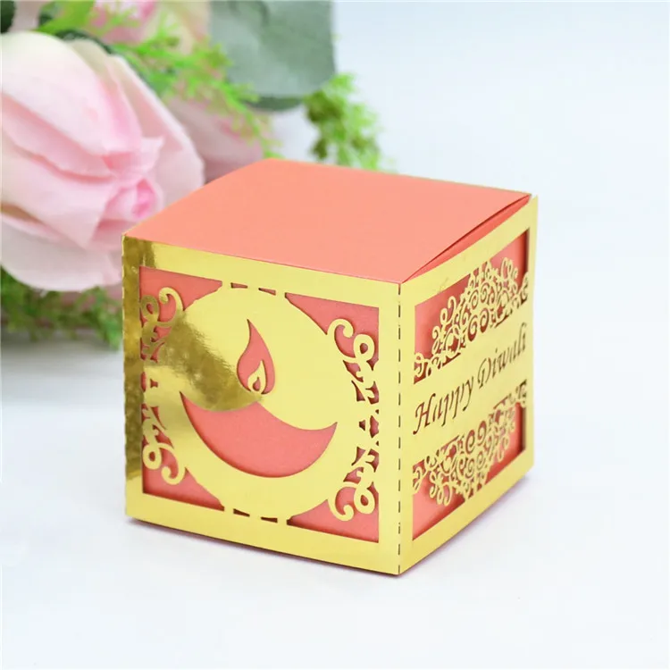 

Индийский фестиваль, сувенир, квадратная форма, персонализированные свечи, лазерная резка, счастливые коробки Diwali