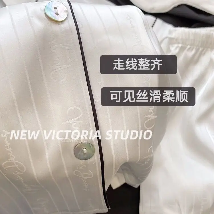 Couple Pajama Sets Striped Pijamas Silk Turn-down Collar Pijama Hombre Women & Men Nightwear Luxury Lovers Sleepwear M-5XL