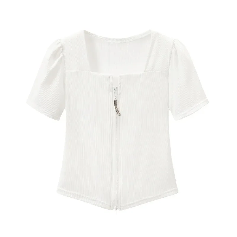 Большие размеры нишевый дизайн чувственные футболки с квадратным воротником и