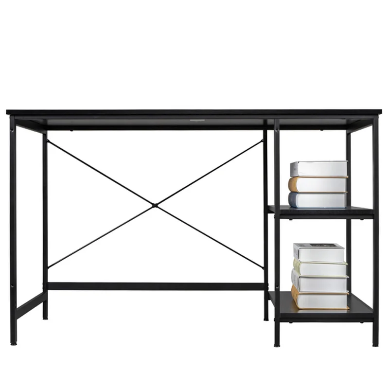 

120*60*75cm Three-Layer Black Willow Wood Color Black Baking Varnish MDF Paste Triamine Industrial Wind Computer Desk