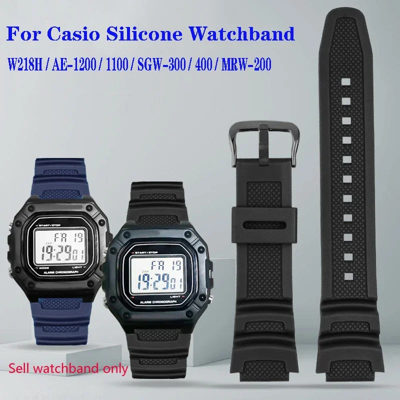 Фото Резиновый ремешок для Casio AE-1200WH AQ-S810W MRW-200H W218H SGW-300/400 для Casio AE-1000W, аксессуары для часов, ремешок 18 мм №1