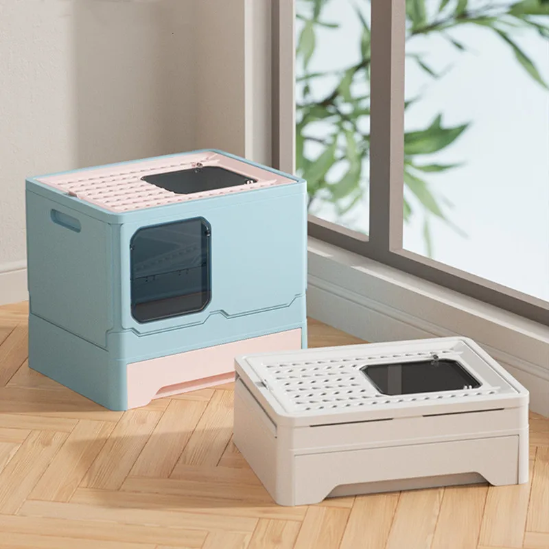 Foldable Disassembled Design Bedpans Sandbox Cat Toilet Extra Large High Tray Top Entry Litter Box Goods For Cats