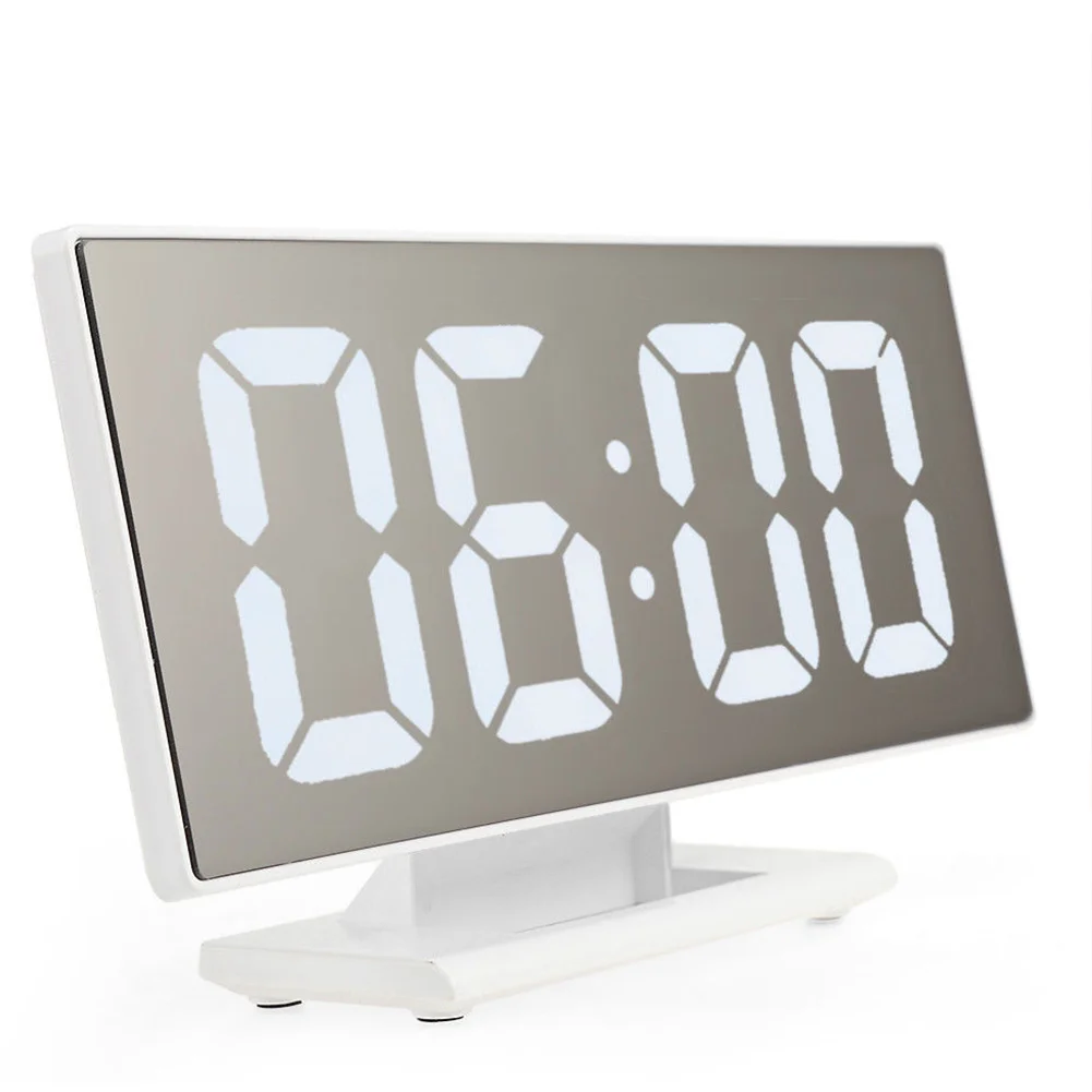 

Table Accurate Digital Snooze Multifunction Desktop Bedroom Home Decor Alarm Clock LED Mirror Portable Large Screen USB