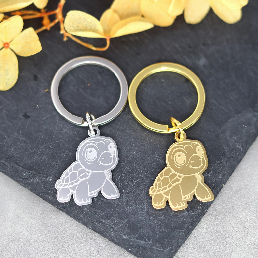 Маленькая подвеска в виде черепахи брелок для ключей подарок из нержавеющей