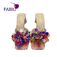 new multicolor medium heel sequin womens slipper casual banquet fashion party womens slipper italian shoes