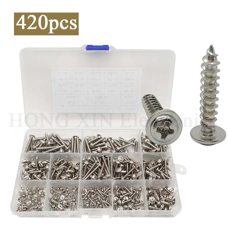 

420 шт./набор, самонарезающие головки из дерева