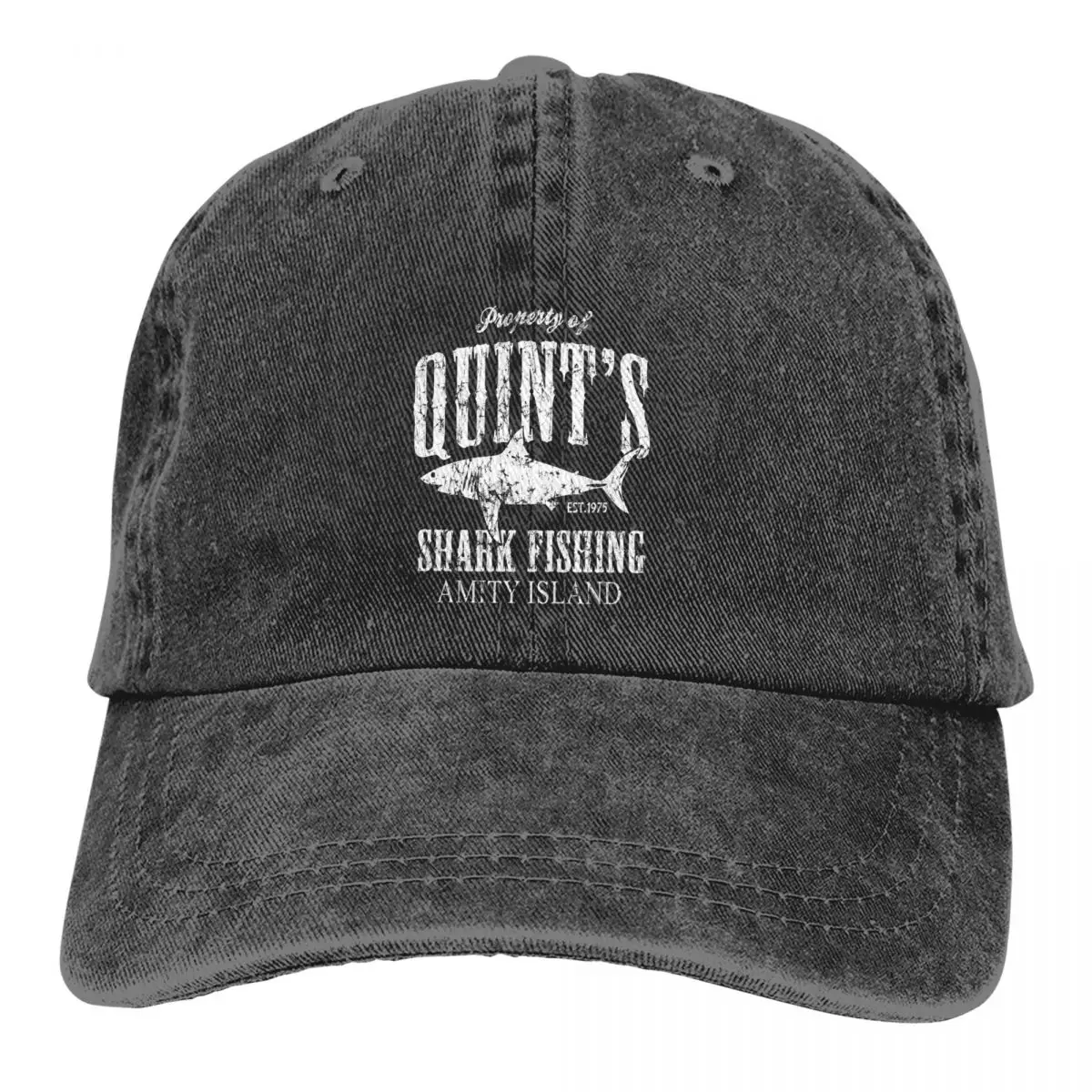 

Washed Men's Baseball Cap Quints Shark Fishing Amity Island Trucker Snapback Cowboy Caps Dad Hat Dive Scuba Diving Golf Hats