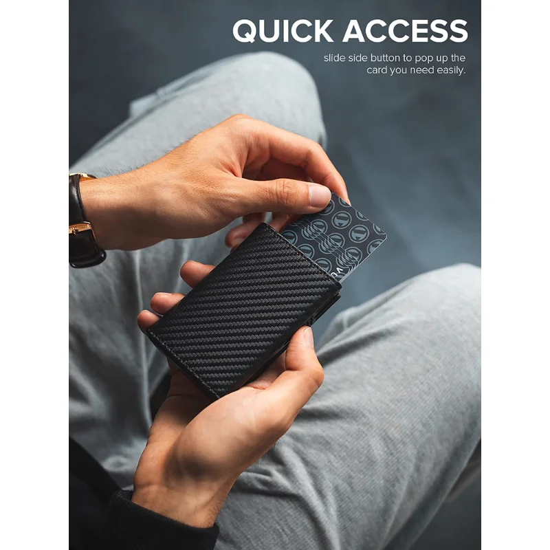 Xiaomi Men Credit Card Holder RFID Blocking Microfiber Leather Magnetic Closure Pop Up Card Wallet with ID Window Coin Pocket