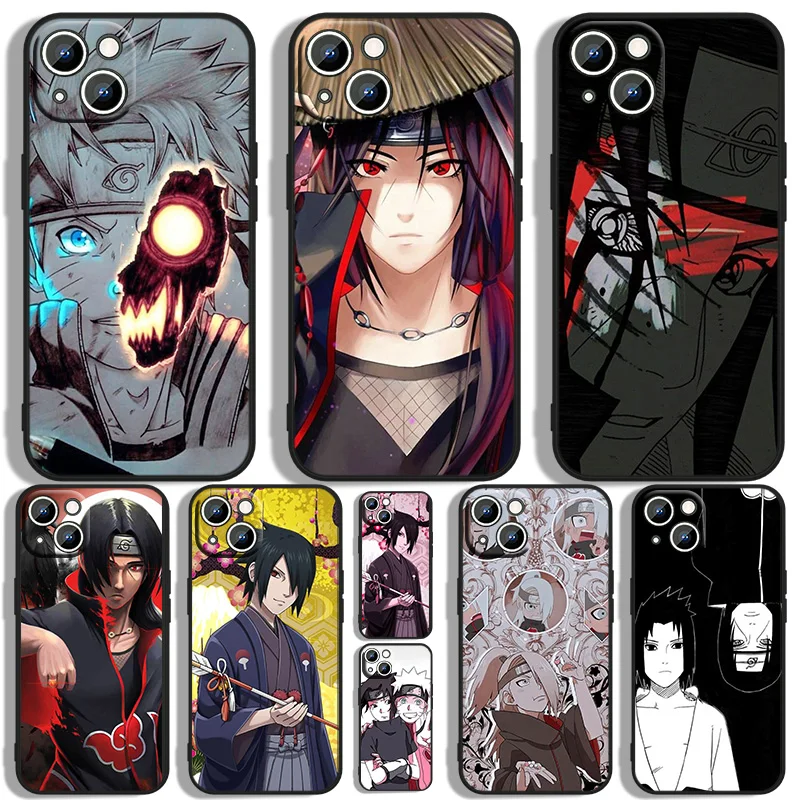 

Naruto Akatsuki Anime Fitted Phone Case For Apple iPhone 11 12 13 14 Max Mini 5 6 7 8 S SE X XR XS Pro Plus Black Silicone Soft