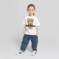 2022 summer new bearbecue printed boys and girls t shirt short sleeve