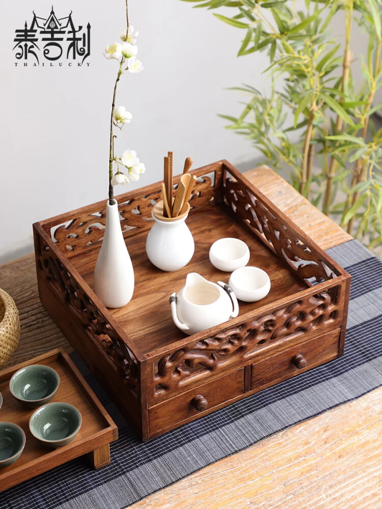 

Teak teapot, tea cup storage rack, tea set storage cabinet, drawer, tea cake storage box, tea box
