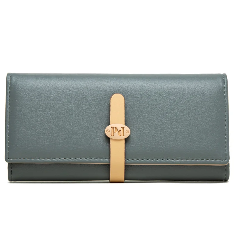 

Новый длинный женский кошелек из искусственной кожи с пряжкой на молнии вместительная сумка тройного сложения