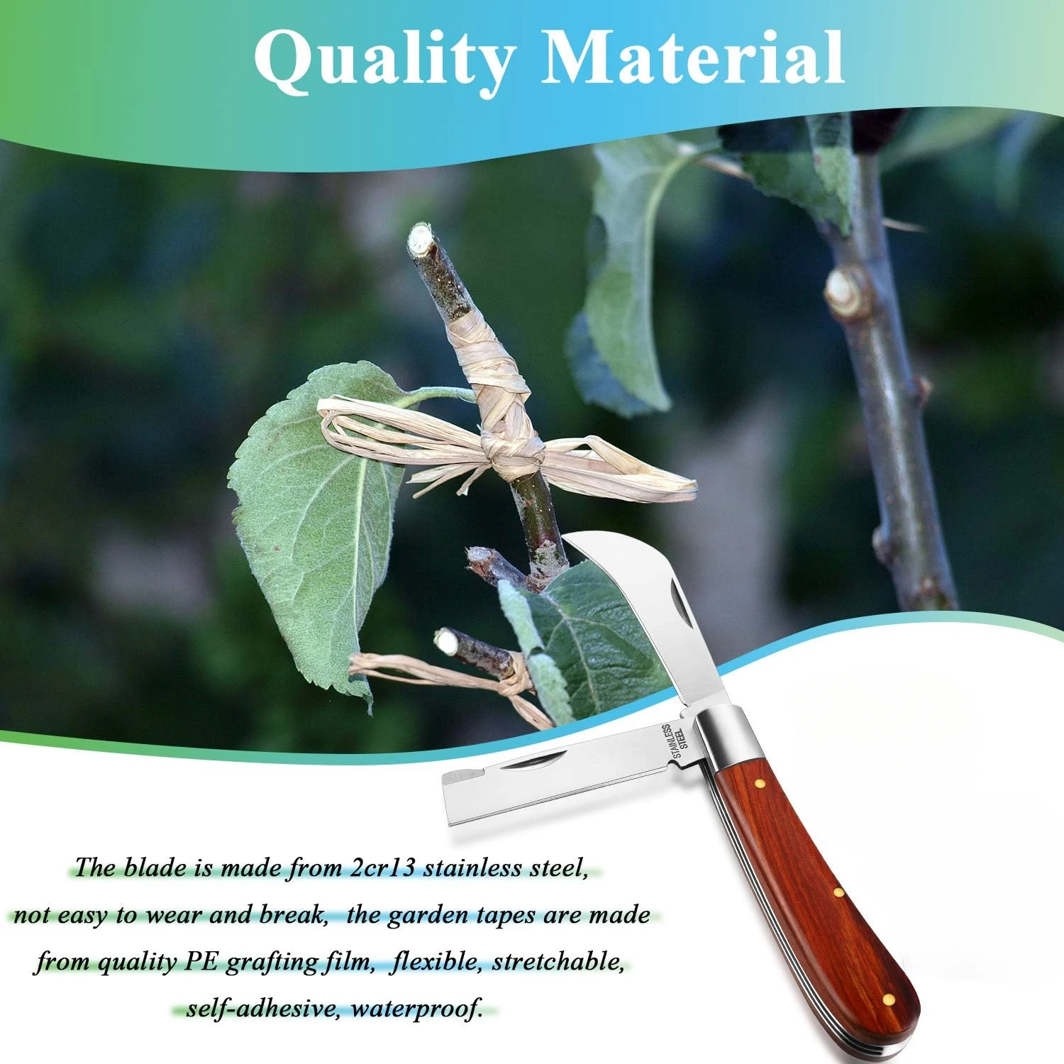 Садовый прививочный нож Многофункциональный складной инструмент из нержавеющей