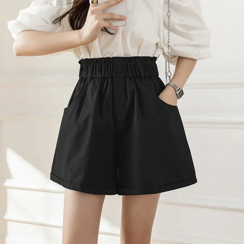 High Waist Womens Shorts Yellow Baggy Loose Short Pants for Women To Wear Elastic Wide Outdoor Y2k Harajuku Trend 2023 Clothing