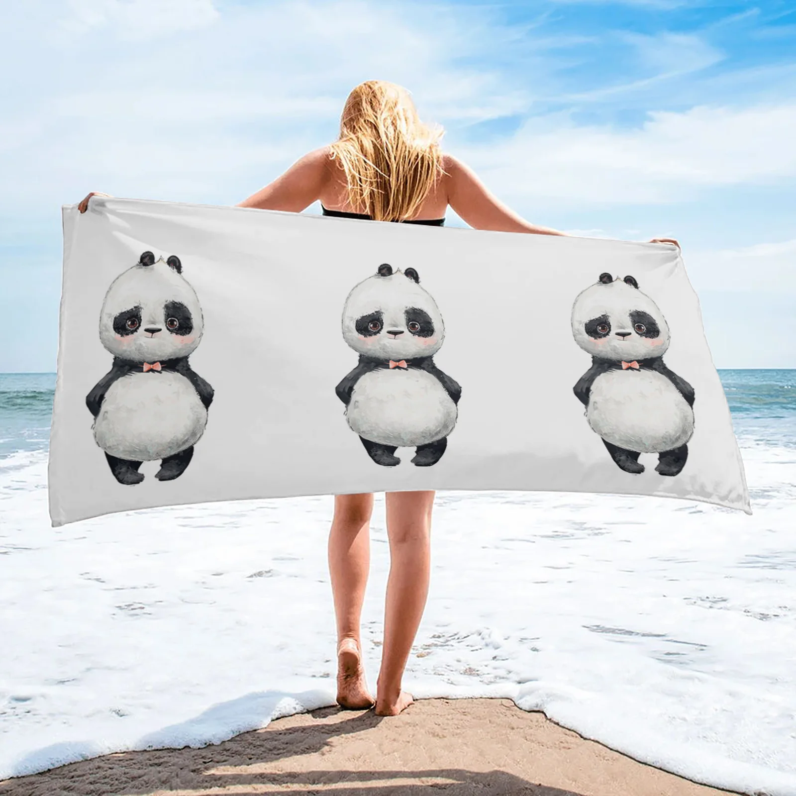 

Акварельное милое модное банное полотенце панда для ванной комнаты пляжное полотенце из Микрофибры Мягкое быстросохнущее искусственное п...