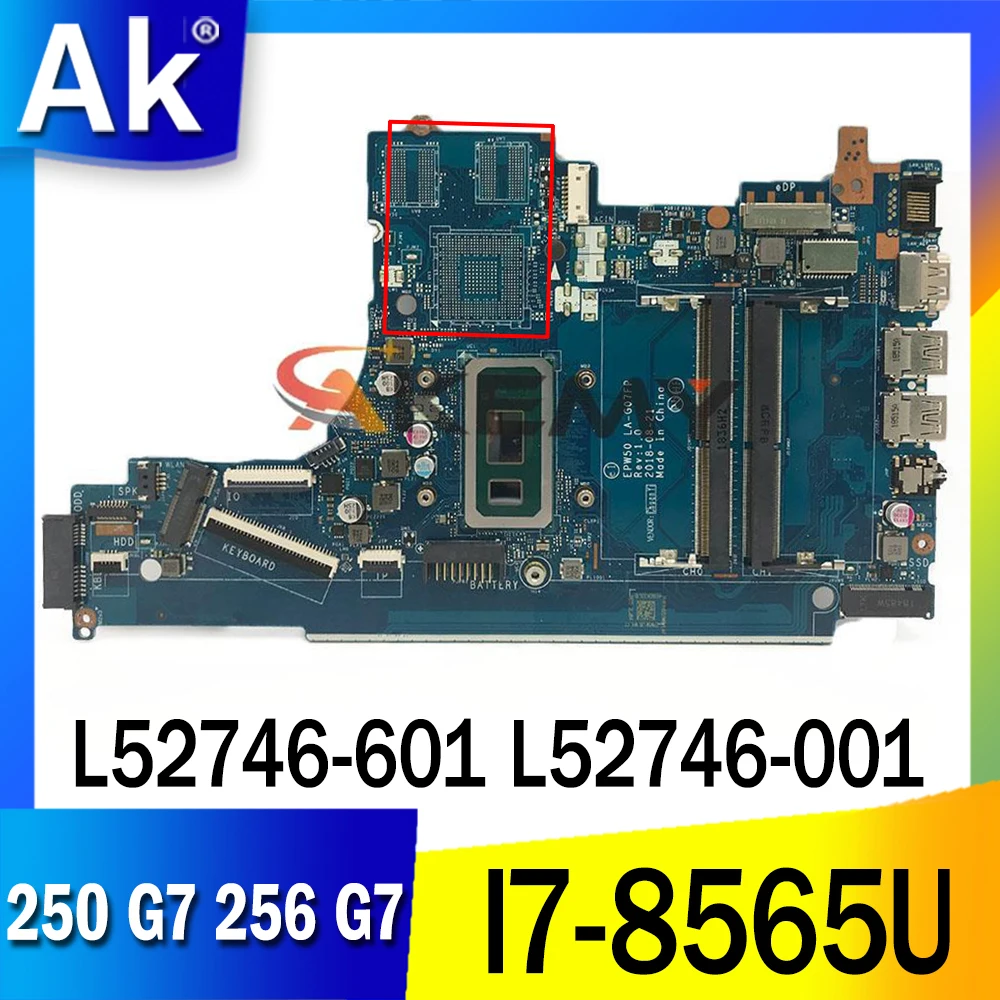 

L52746-601 L52746-001 EPW50 LA-G07FP Mainboard For HP Pavilion 250 G7 256 G7 Laptop Motherboard With I7-8565U CPU DDR4 100% test