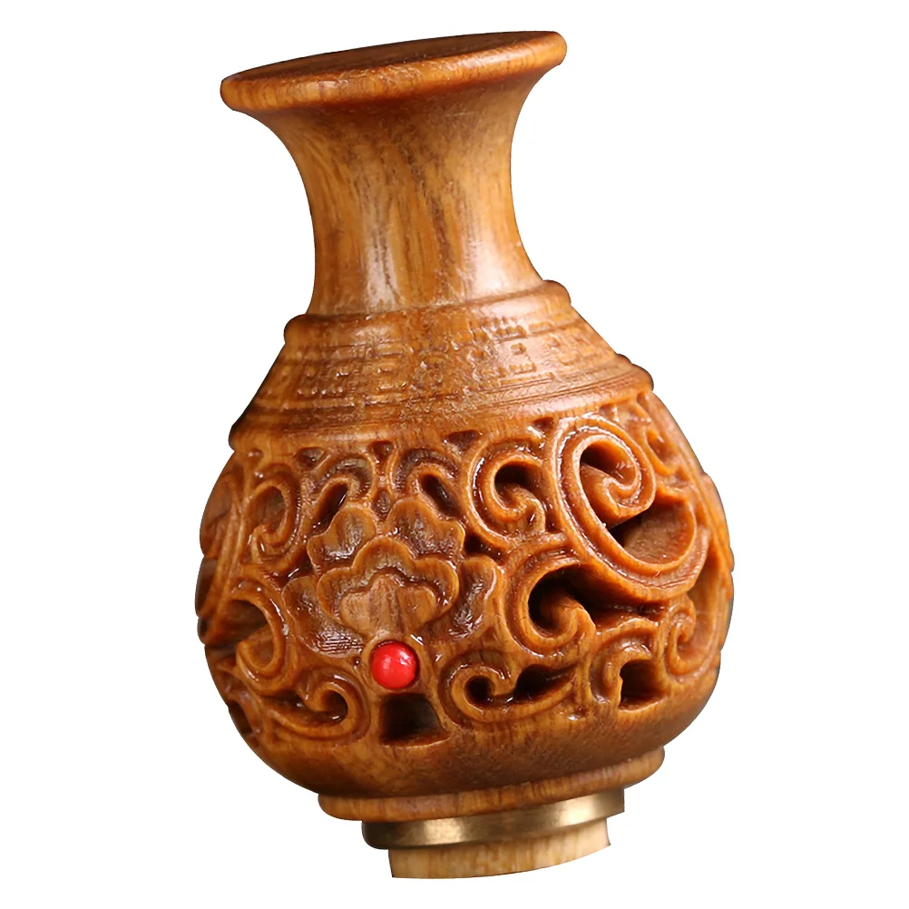 

Premium Lasting Exquisite Openable Aroma Beads Holder Wood Carved Vase Sculpture for Home Decor Car Ornament Gift Option