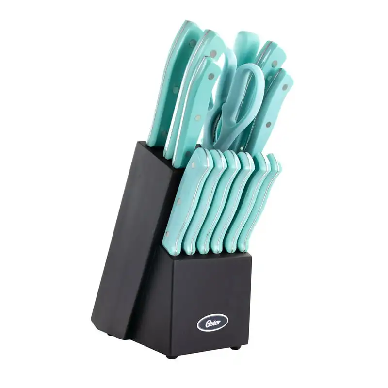 

Steffen 14 Piece Stainless Steel Cutlery Set with Storage Block in Blue Best Knife Sets For Kitchen