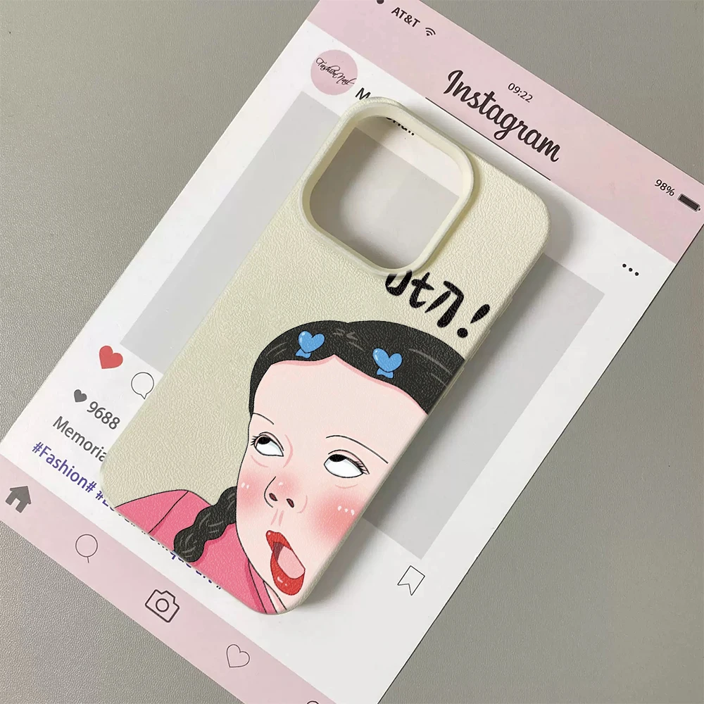 Фото Мягкий чехол для iPhone 11 12 13 14 15 16 17 Pro Max Plus Air с креативным дизайном и забавным изображением милой девушки №4