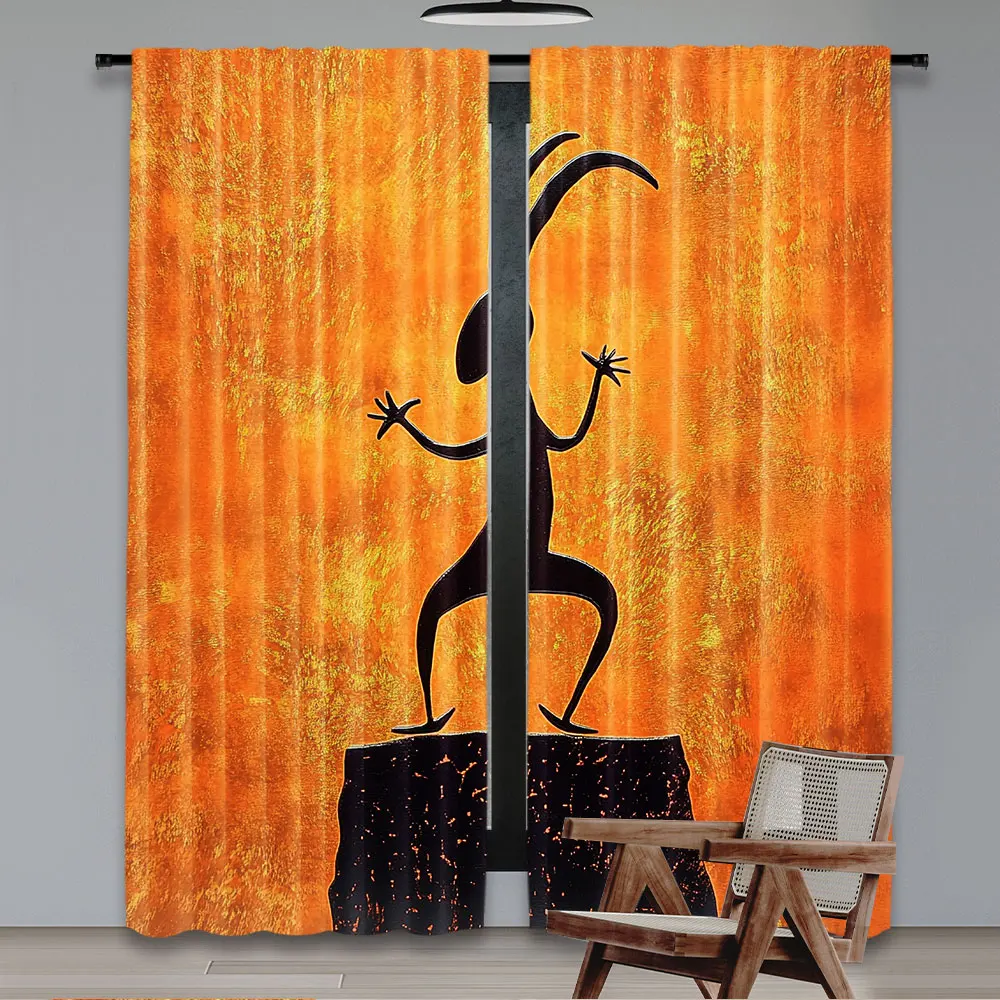 2 шт. ретро занавеска в этническом стиле с изображением танцующего персонажа