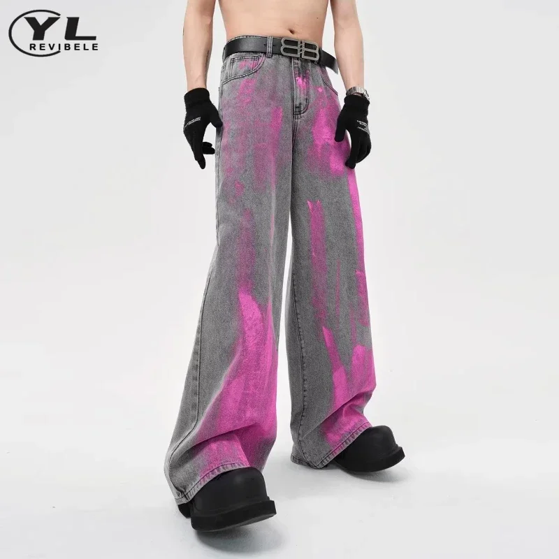 Джинсы мужские и женские прямые в стиле хип-хоп с высокой талией широкими