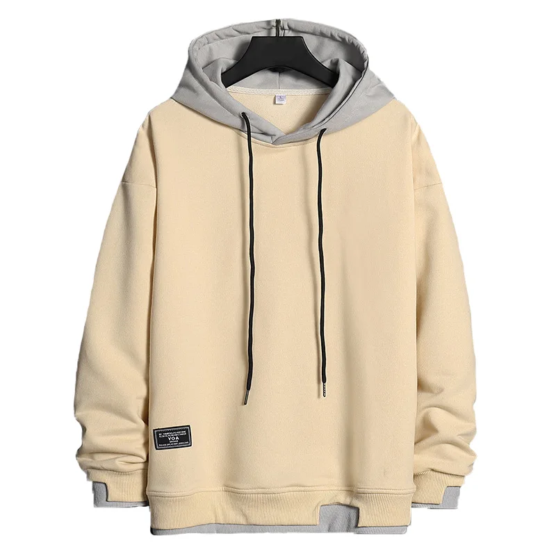 

Autumn Japanese Youth Solid Color Handsome Casual Loose Hoodie Large Skin Friendly Soft Long Sleeve Mesh Splicing Pullover