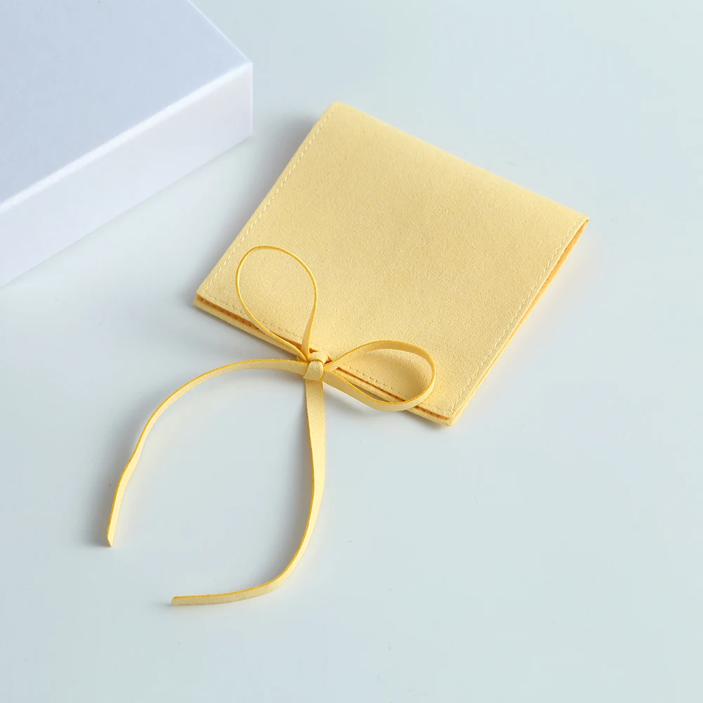 

5pcs Yellow Microfiber 9x9cm Jewelry Packaging Bag Candy Wedding Gift Party Present Jewelry Pouch for Rings Necklace Bracelet