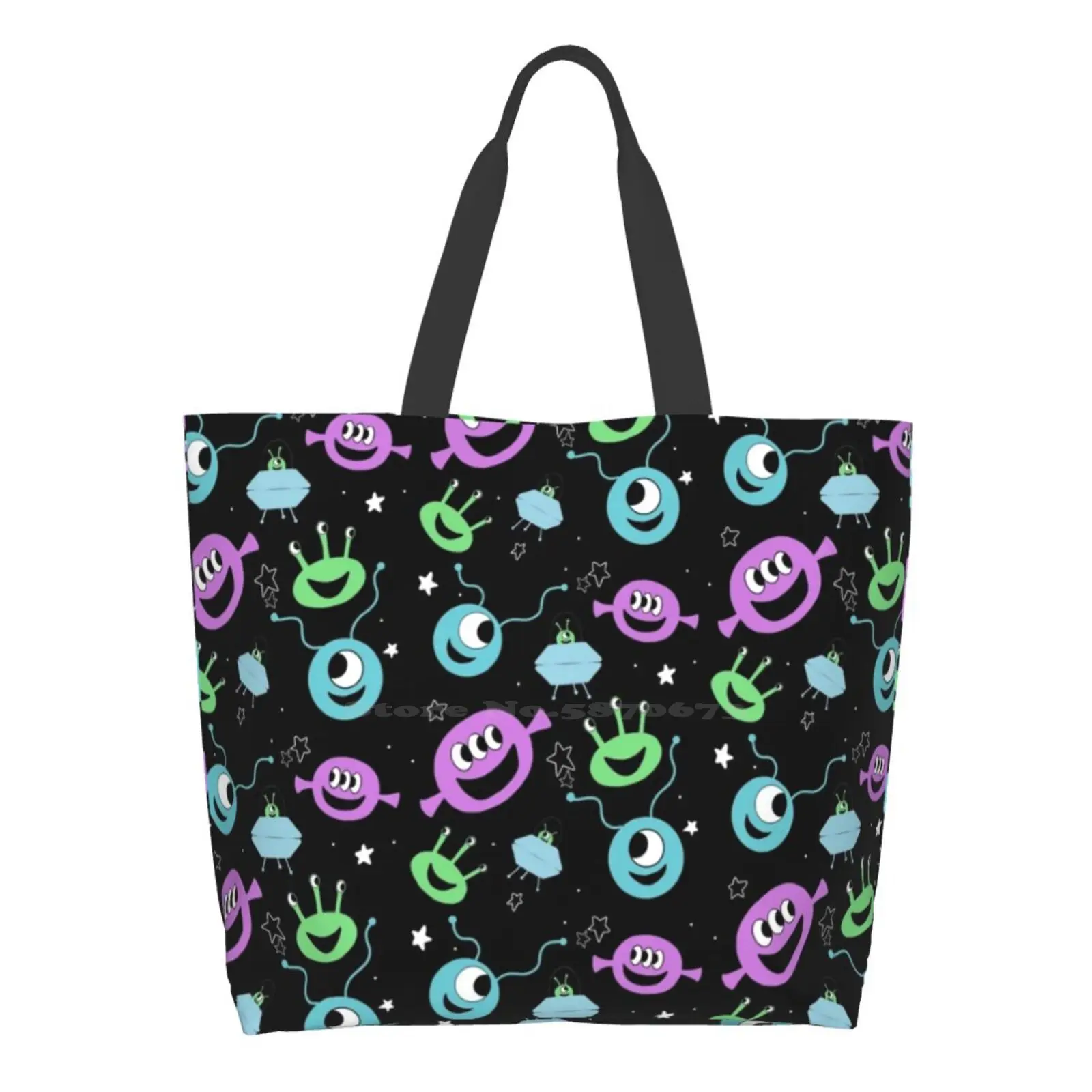 

Повседневная Вместительная женская сумка-тоут с S-образным принтом, узоры черного цвета в космическом стиле, верхняя одежда, цвет Мэтью, сер...