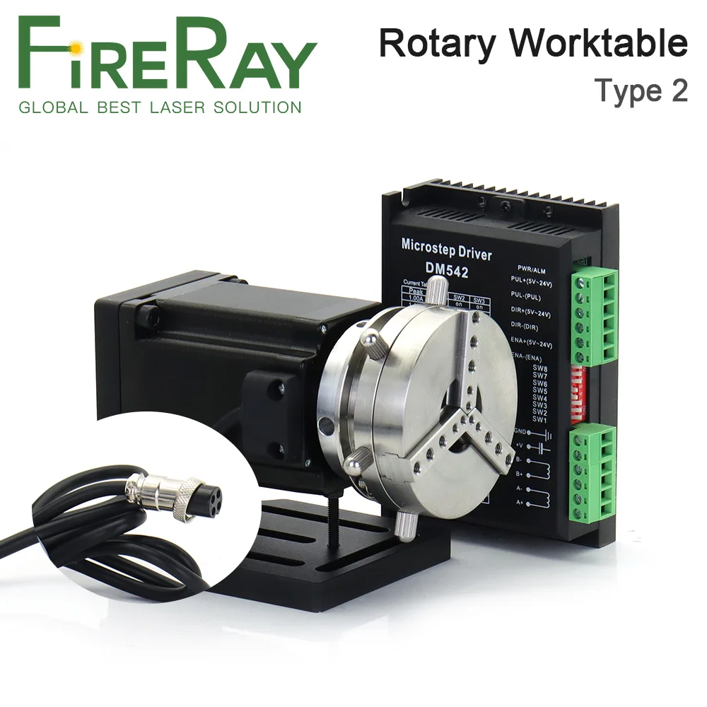 

Вращающееся устройство Fireray диаметром 69 мм, 2-фазный двигатель, вращающаяся насадка + драйвер для расширительной оси машины для маркировки CO2 и волокон