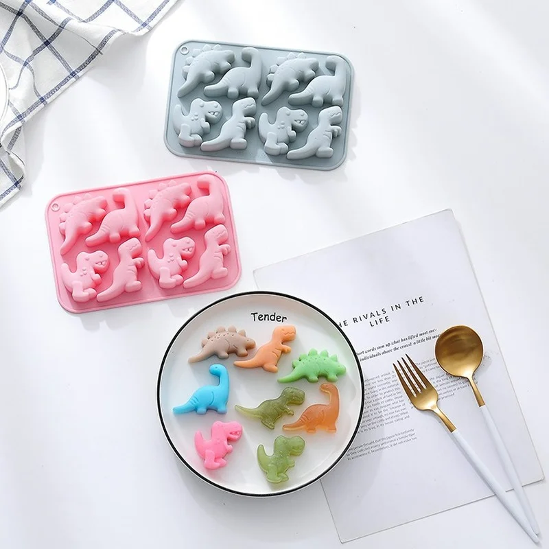 

8 Even Cute Little Dinosaur Silicone Mold Cake Mold Auxiliary Food Box Baking Tool Drop Glue Chocolate Mold