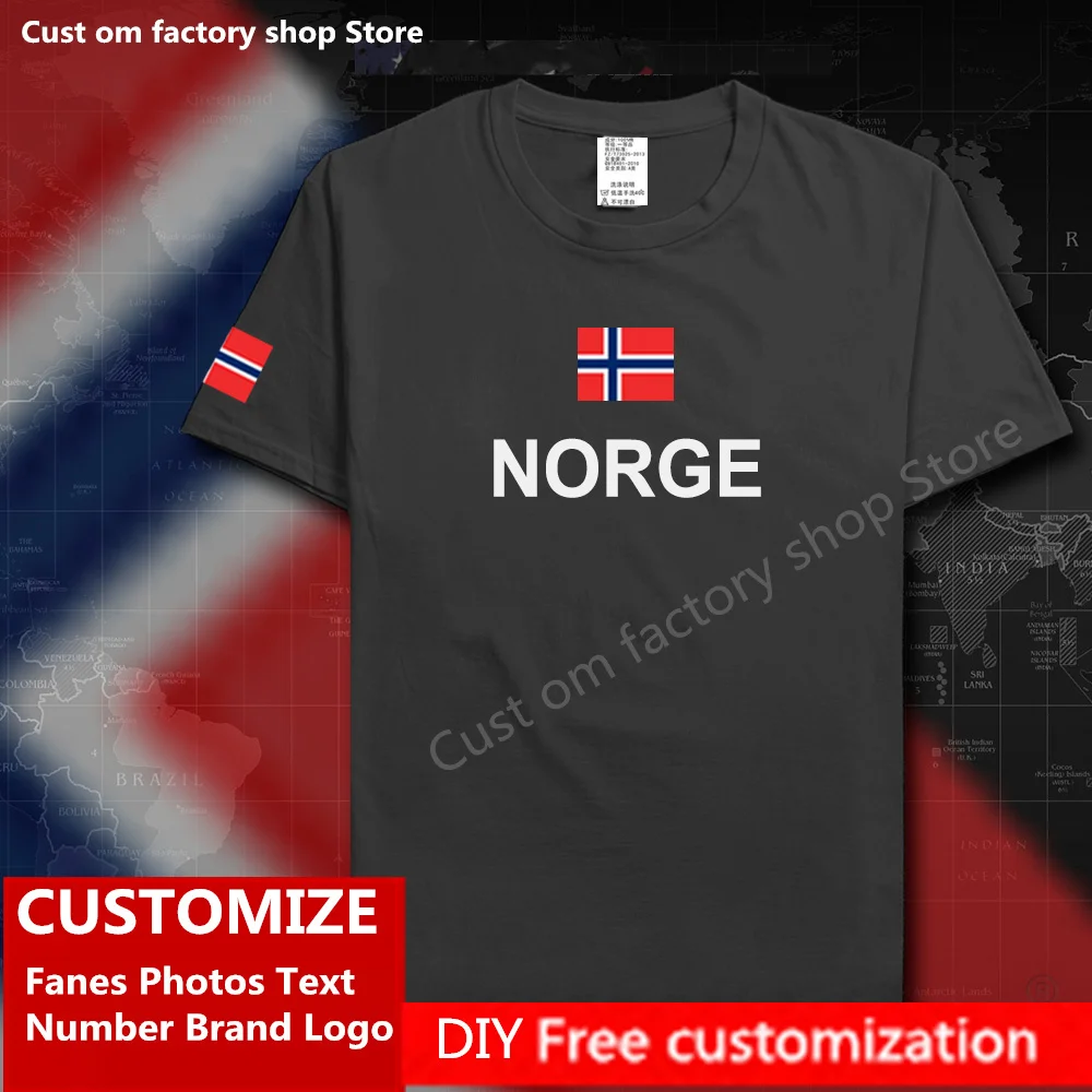 

Norway NORGE T shirt Custom Jersey Fans Name Number Brand LOGO Cotton Tshirt High Street Fashion Hip Hop Loose Casual T-shirt