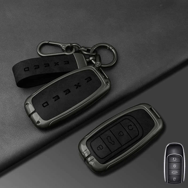 

Металлический чехол для автомобильного ключа, держатель для Chery EXEED RX Suv 2023, кожаный защитный чехол из сплава, брелок для ключей, автомобильные аксессуары