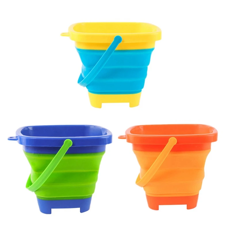 

3PCS Foldable Bucket Foldable Pail Bucket Sand Buckets Silicone Collapsible Bucket for Kids Beach Play Camping 2L