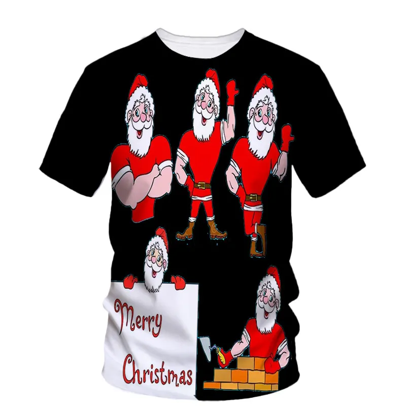 

New 3d Fashion Santa Graphic Men'S T-Shirt Party Dress Of The Year Family Couple Party Hip Hop Trend Men'S And Women'S Shirts